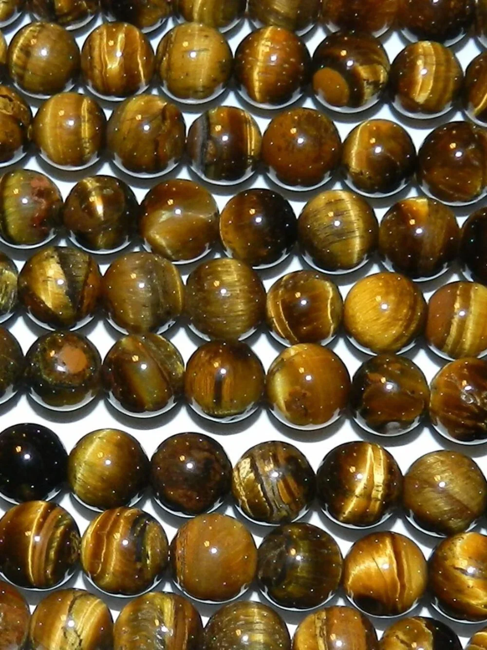 Golden Brown 8mm Round Natural Tiger's Eye Gemstone Beads 15